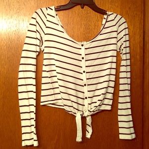White striped crop cardigan