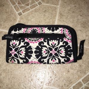 pink and black wallet