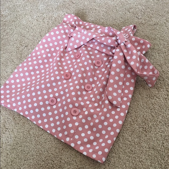 Mini pink polka dot dress