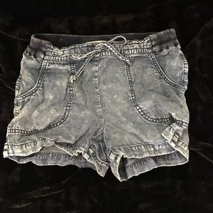 Light denim lounge shorts.