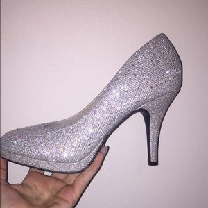 Silver Glitter Heels