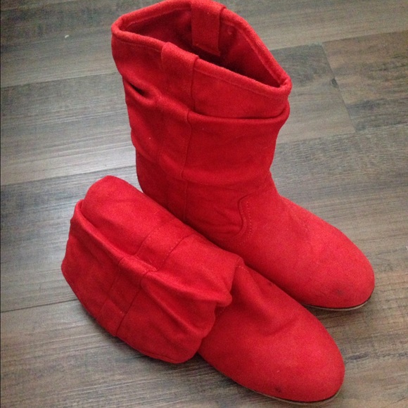 Wild Diva Red Suede Boots