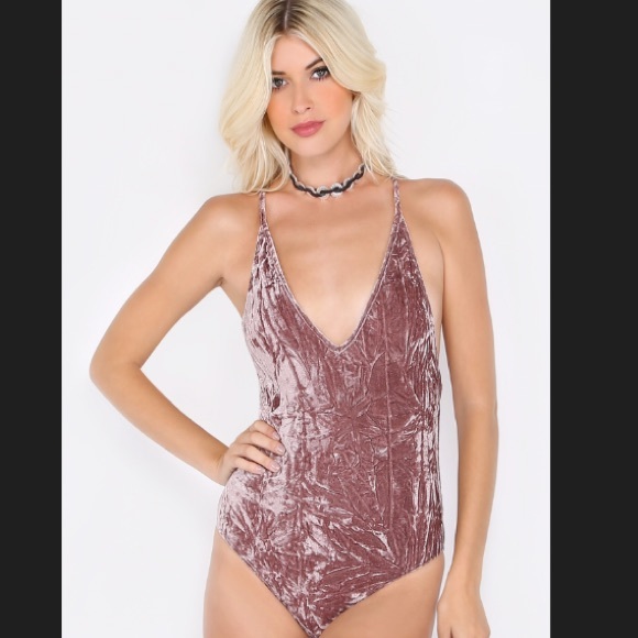 Burgundy velvet body suit