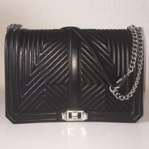 Rebecca Minkoff BLACK GEO QUILTED LOVE JUMBO