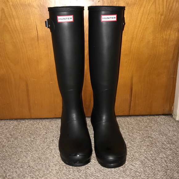 Matte Black Tall Hunter Rain Boots
