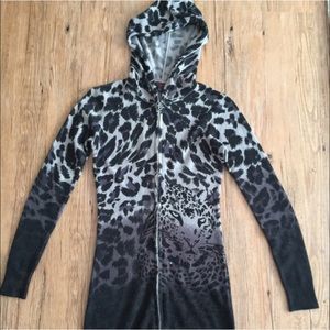 Black leopard zip up sweater dress