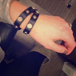 Designer label double wrap bracelet with logo