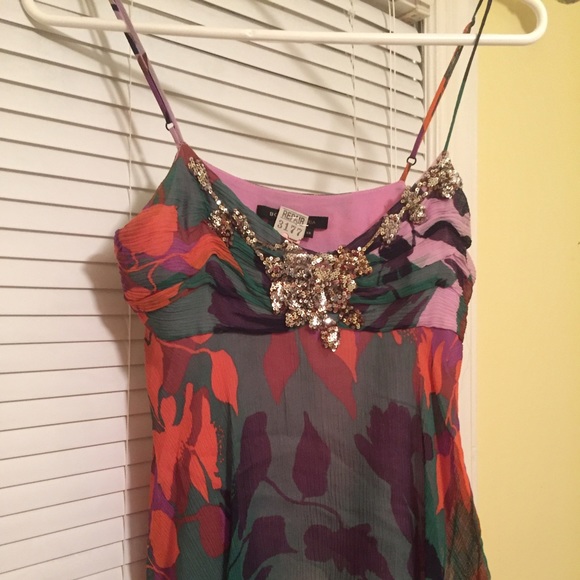 Spaghetti strap going out top