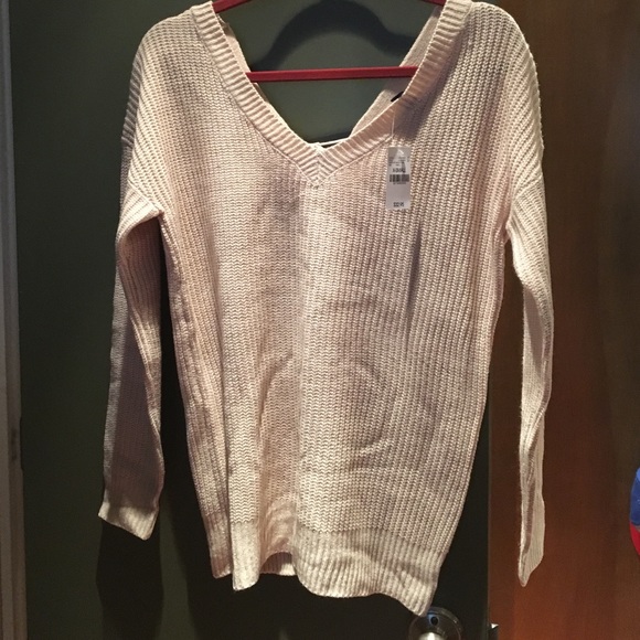 Lace up back sweater
