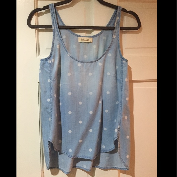 Bella Dahl, Denim polka dot tank.