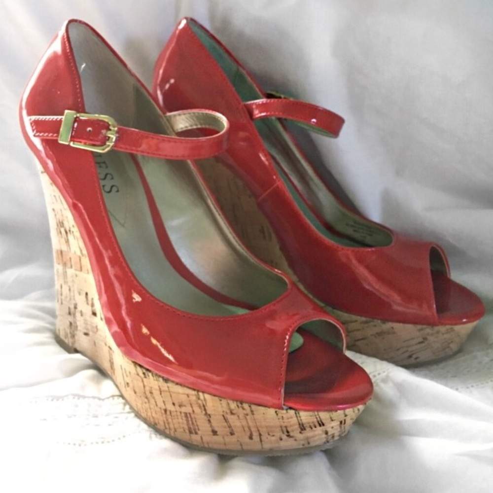 Guess Red Wedges