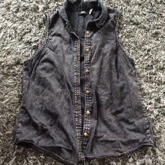 Charcoal Gray denim button up vest