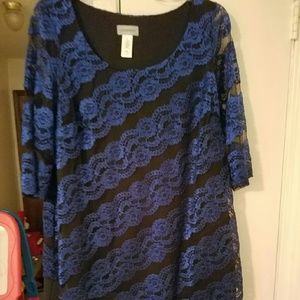 royal blue and black lace dress
