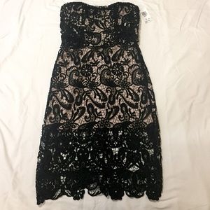 Black Lace Strapless Dress