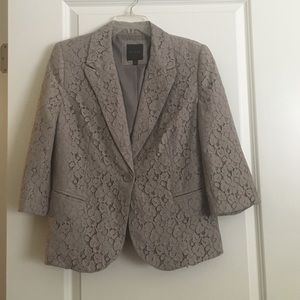 Neutral lace blazer.