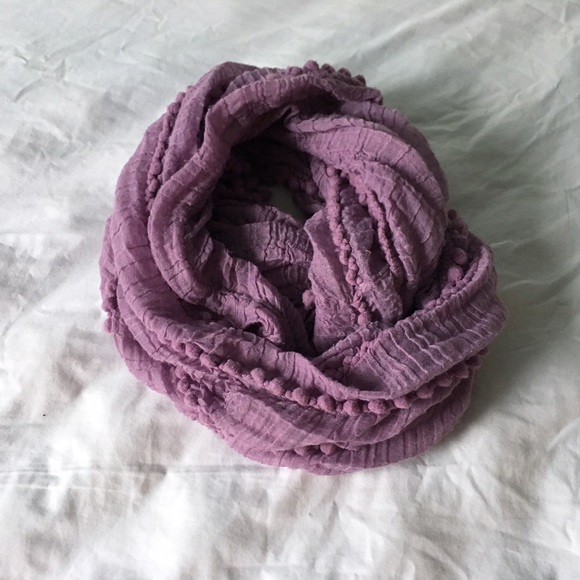 Purple Pom Pom infinity scarf