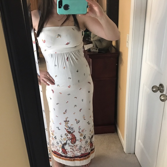 Peacock Print Tube top Maxi