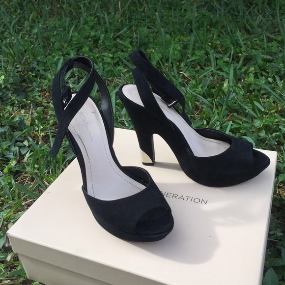 BCBG black suede heels