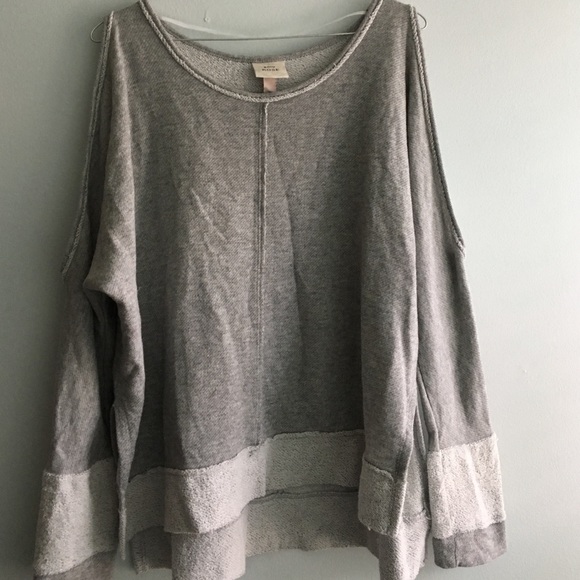 gray sweater with cut off sleeves
