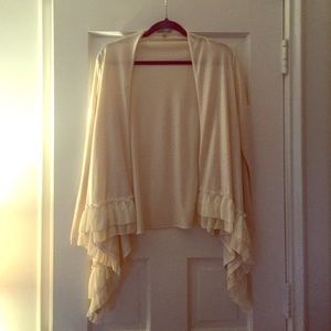Ruffled Cream Sleeved-Shawl