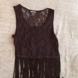 Lace with fringe crop top