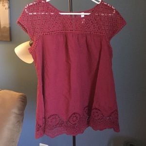 Lace red blouse