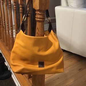 Mustard colored leather bag
