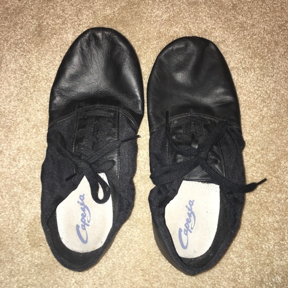 Capezio black lace up jazz shoes (size 6 or 6 1/2)