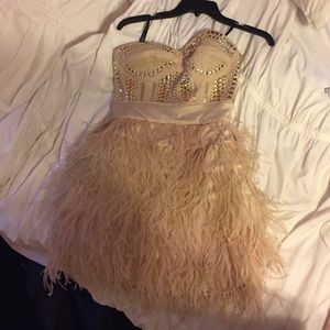 Bebe Isis Studded Feather Dress