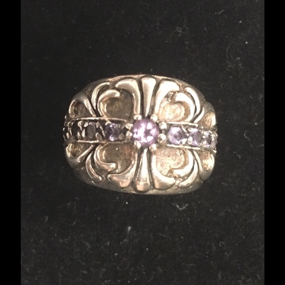 Chrome Hearts sterling and amethyst double ring.