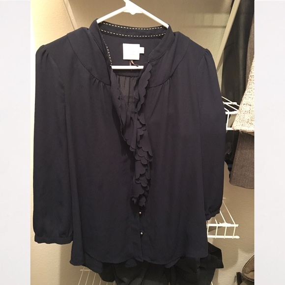 Anthropologie HD Paris Picea Ruffled Buttondown