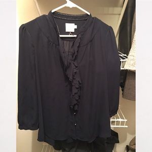 Anthropologie HD Paris Picea Ruffled Buttondown