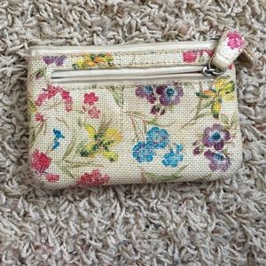 Floral waxed canvas wallet