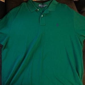 Polo shirt short sleeve, green with blue polo new