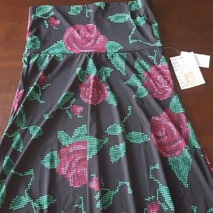 XS digital roses maxi skirt