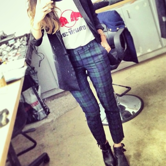 Topshop Blackwatch Print Trousers in Green sz. 4