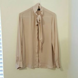 Mossimo Sheer Tan Blouse Sz L