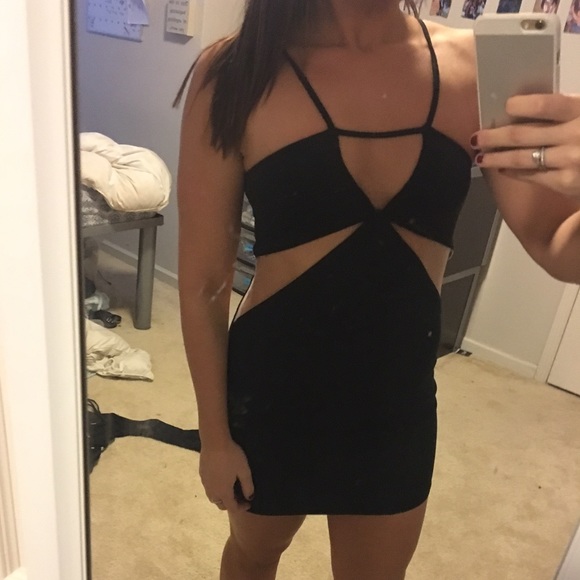 Black tobi mesh cut-out dress