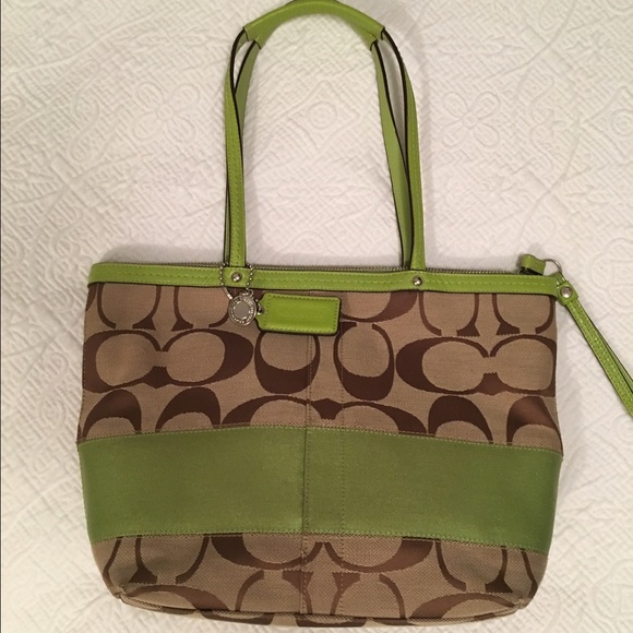 Coach purse with green accent