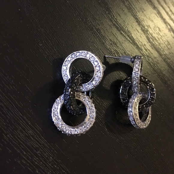 Black and white CZ earrings