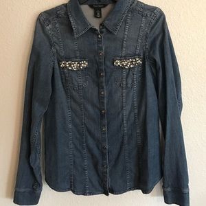 WHBM jeweled denim shirt