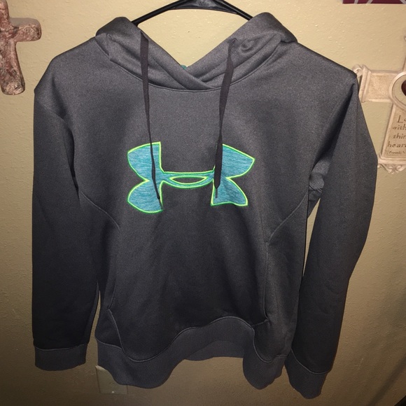 Gray Under Armour Hoodie w/ Blue & Green Detailing