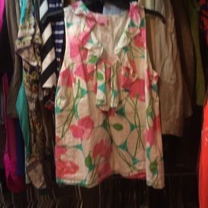 EUC Lilly Pulitzer size large floral linen top