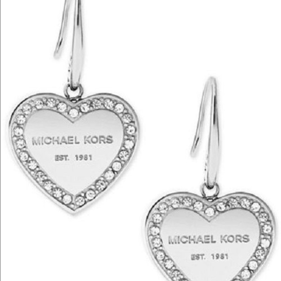 Michael kors authentic silver heart earrings