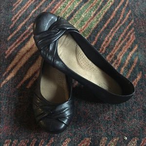 Black Leather Flats