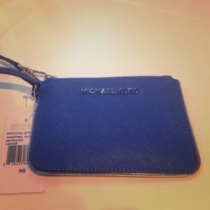 Michael Kors bright blue wristlet nwt