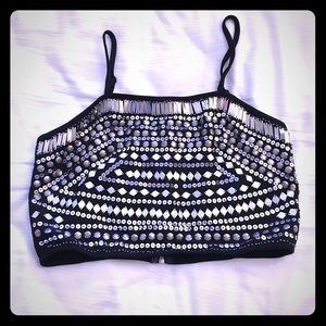 Guess crop bralette sequin top large