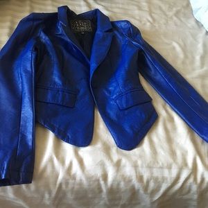 Blue faux leather jacket