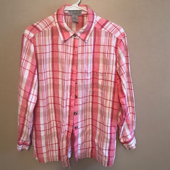 WOMENS PLAID BUTTONED DOWN SHIRT