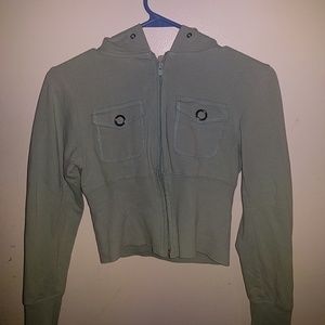 Cute mint/gray green crop hoodie
